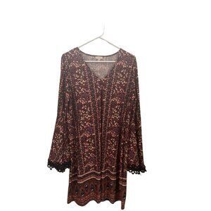 Haani long bell sleeved paisley design midi dress size XL